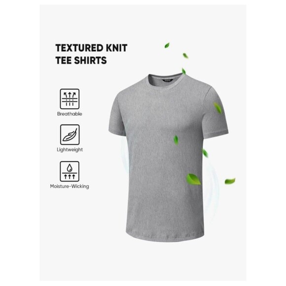 JMIERR Men Slim T Shirt Crew Neck Short Sleeve Gray Comfort Fabric Moisture Wick - Picture 4 of 7